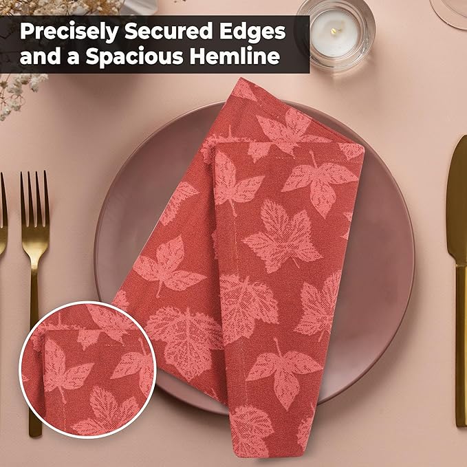 Urban Villa Cloth Napkins Harvest Leaves Dinner Napkins Set of 12 20X20 100% Cotton Absorbent Washable Durable Reusable Cloth Napkins Ideal for Farmhouse Party Thanksgiving Harvest Fall Dinner Napkins