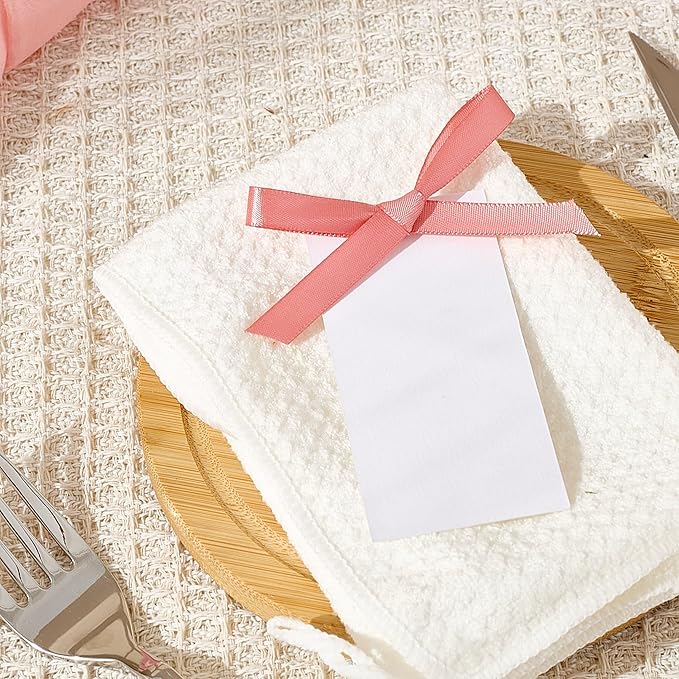 60pcs Place Cards for Table Setting.Name Table Cards Wedding Place Cards with Pink Ribbons. Can be Used for Wedding Banquet Table Decoration and Present Tags for Parties (Pink)