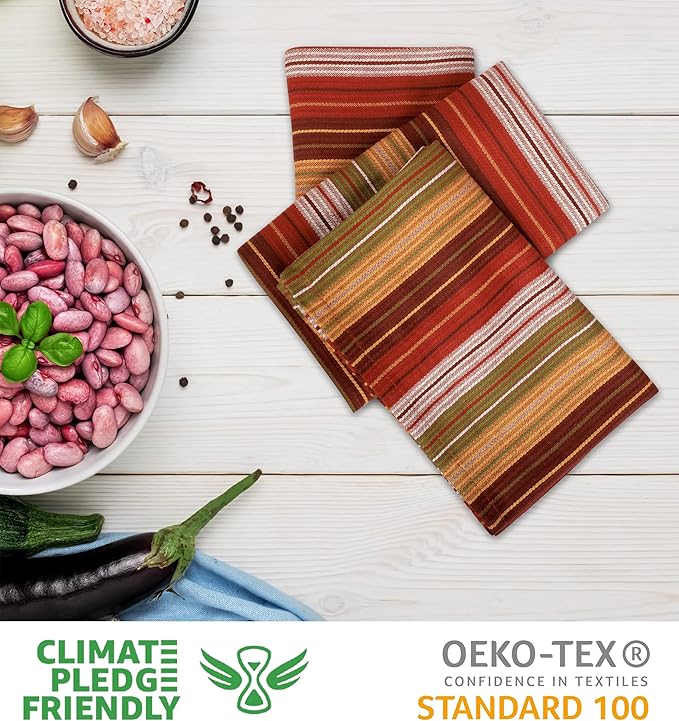 Urban Villa Cloth Napkins Autumn Stripes Dinner Napkins Set of 12 20X20 100% Cotton Absorbent Washable Durable Reusable Cloth Napkins Ideal for Farmhouse Party Thanksgiving Harvest Fall Dinner Napkins