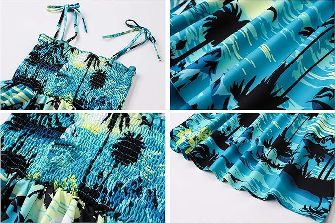 Cromoncent Matching Hawaiian Outfits for Family, Dad and Son Matching Luau Beach Tropical Shirts Mommy Daughter Tropical Sets