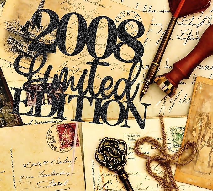 Limited EDITION 2008 Cake Topper - Black Glitter Happy 17th Birthday Party Cake Decoration Supplies, Cheer to 17 Years Cake Bunting Decor for 17th Birthday Party Photo Booth Props