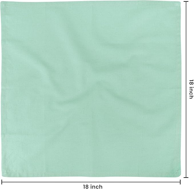 Cloth Napkins Set of 12 Cotton Linen 18x18 Inch - Soft Durable Washable - Ideal for Farmhouse Party Wedding Spring Summer Easter - Perfect Everyday Use Table Linen (Aqua Green, Pack of 12)