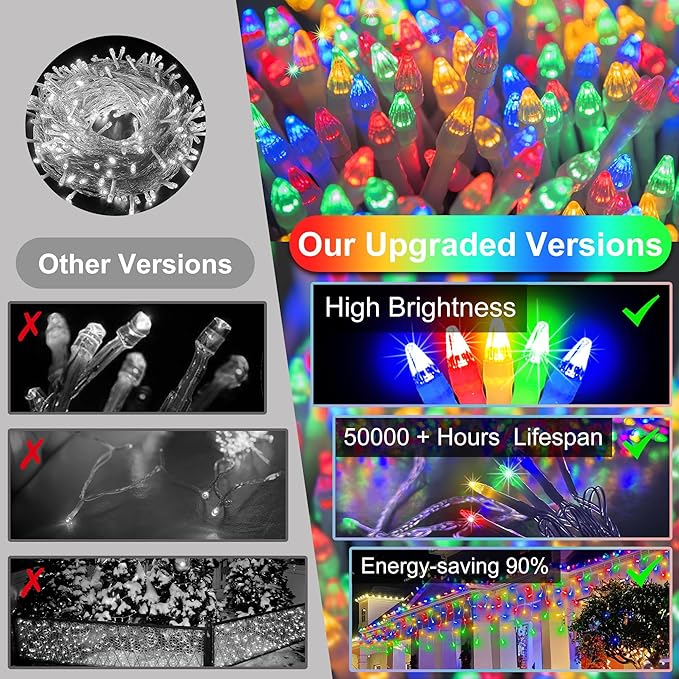 810 LED Christmas Lights Outdoor Indoor, 82ft Multicolor String Lights with 180 Drops, 12 Modes Dimmable Curtain Lights with Timer, Waterproof Twinkle Fairy Lights for Bedroom Window Xmas Decor