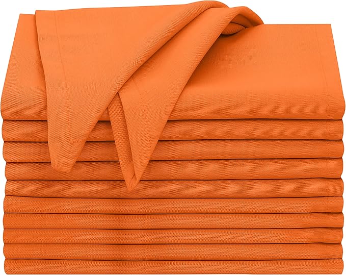 Ruvanti Cloth Napkins Set of 12, 18x18 Inches, 100% Cotton, Washable, Soft & Absorbent, Perfect for Wedding, Christmas, ‎Thanksgiving Dinners - Orange Peel