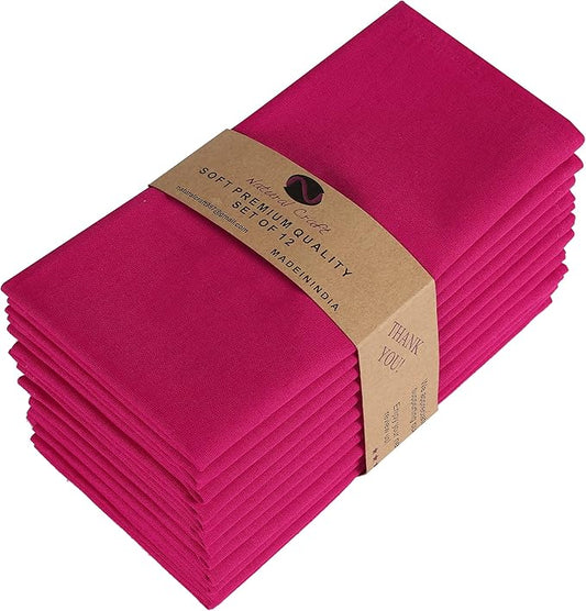 Easter Cloth Napkins Set of 12 Bulk Cotton Linen, Soft Durable Washable - Ideal for Farmhouse Party Wedding Spring Summer Easter - Perfect Everyday Use Fuchsia Pink