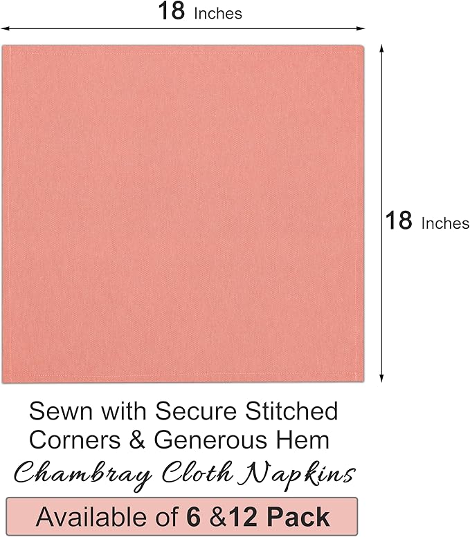 Ruvanti Cloth Napkins Set of 6, 18x18 Reusable Napkins Cloth Washable, Soft & Durable Table Napkin, Poly Cotton Fabric Dinner Napkins for Parties, Christmas, Thanksgiving, Weddings - Orange Rust