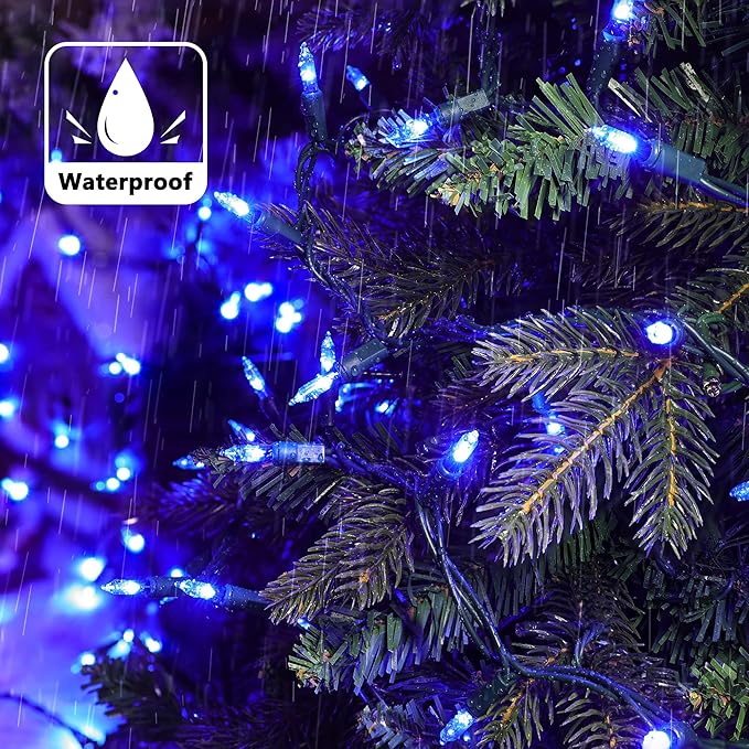 Joomer Mini Christmas String Lights - 19.5FT 100 LED Plug-in String Light, Connectable Waterproof Fairy Lights for Indoor Outdoor Decor, Patio, Home, Garden,Holiday,Christmas Decoration - Blue