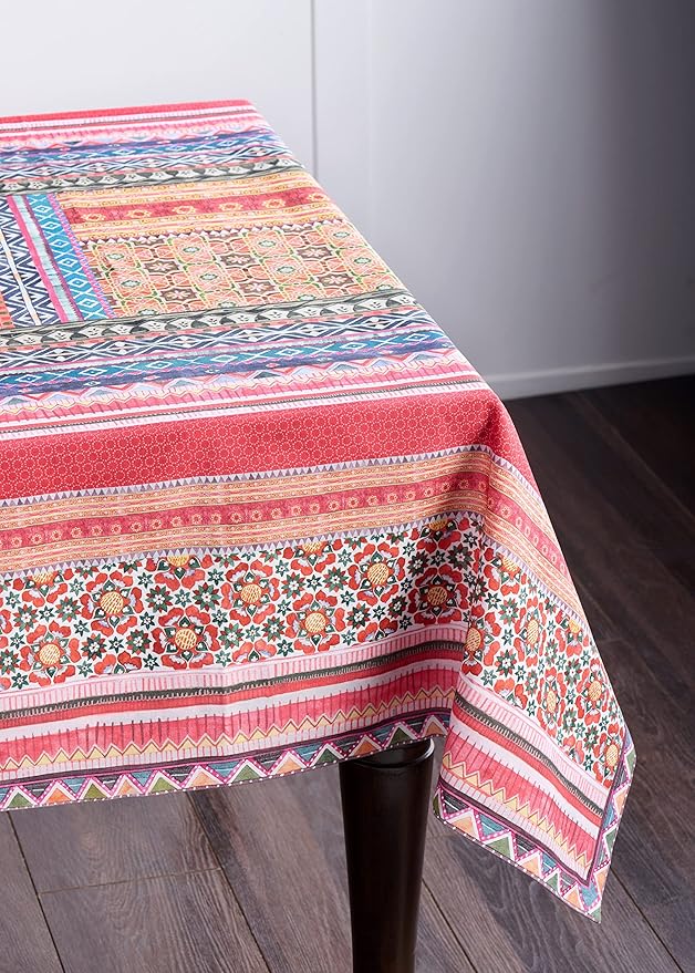 Maison d' Hermine Table Cloth Rectangle Table 100% Cotton 60 x 108 Inches Fall Tablecloth Reusable Everyday Use for Thanksgiving Christmas Decorations Dining Farmhouse Party (Ispahan)