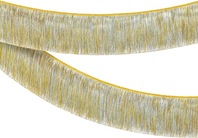 KatchOn, Silver and Gold Fringe Banner Garland - 6.5 Feet, Pack of 2 | Gold Fringe Garland for Golden Birthday Decorations | Golden, Silver Streamers for, Bridal Shower, Bachelorette Party Decorations