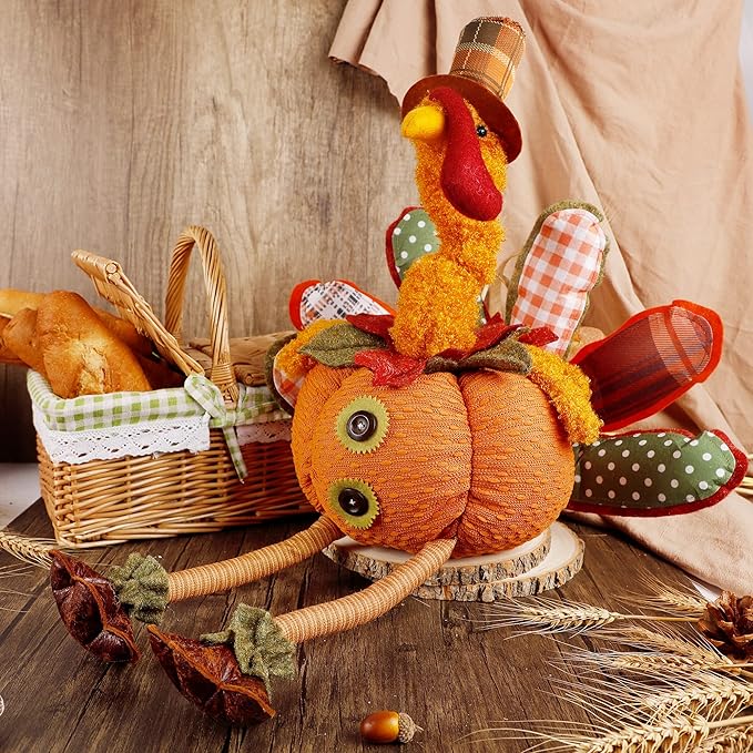 FORUP Thanksgiving Turkey Table Decoration, 32 Inch Turkey Doll for Autumn Fall Harvest Halloween Home Decorations, Male