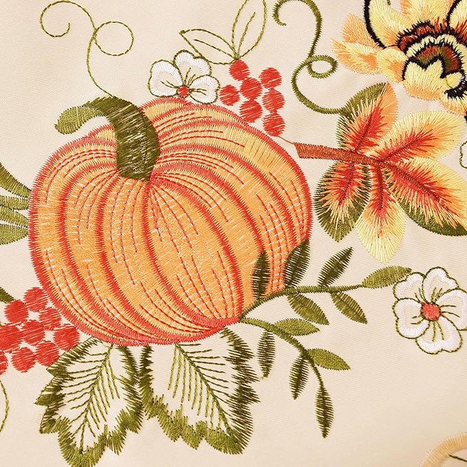 Simhomsen Embroidered Fall Autumn Harvest Pumpkins Tablecloth for Thanksgiving (Rectangle 57×84 inches)