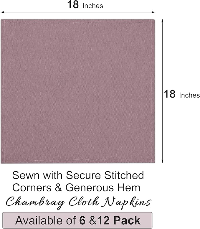 Ruvanti Cloth Napkins Set of 12, 18x18 Reusable Napkins Cloth Washable, Soft & Durable Table Napkin, Poly Cotton Fabric Dinner Napkins for Parties, Christmas, Thanksgiving, Weddings - Burgundy