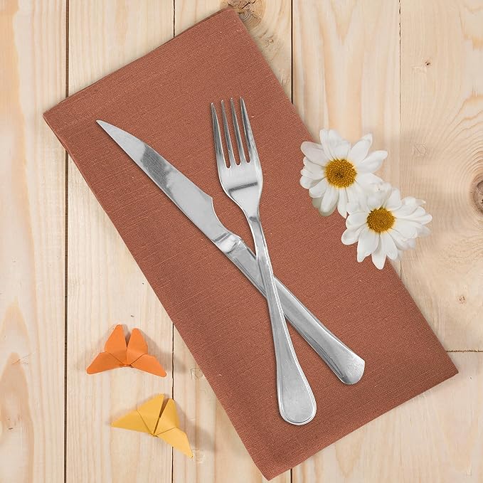 Urban Villa Cloth Napkins Rust Dinner Napkins Set of 12 20X20 Inches 100% Cotton Absorbent Washable Durable Reusable Cloth Napkins Ideal for Farmhouse Party Thanksgiving Harvest Fall Dinner Napkins