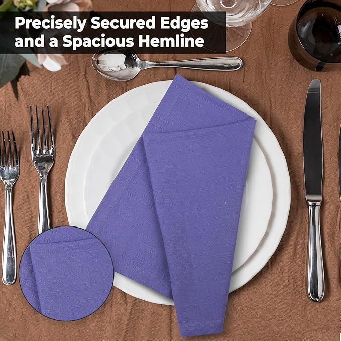 Urban Villa Easter Dinner Napkins Solid Lilac Color Cloth Napkins (Set of 12) Oversized 20x20 Inches 100% Cotton Slub Premium Quality Soft Durable Mitered Corners Reusable Washable Everyday Use