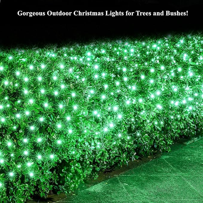 Led Christmas Net Lights Green Outdoor Christmas Lights 160LED 5ftx7ft, Waterproof Outdoor Indoor Fairy Mesh Net Light for Xmas Party, Yard, Patio, Trees, Shrubs, Bushes Decorations