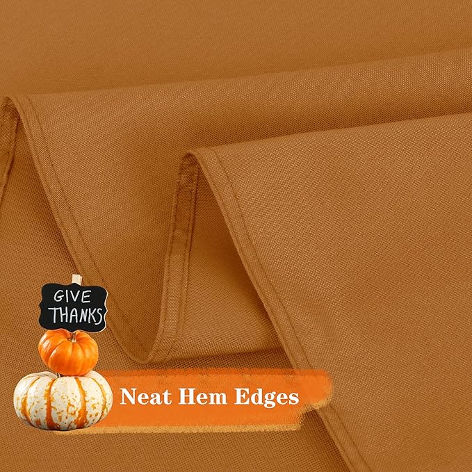 sancua Round Tablecloth 90 Inch Light Borwn- Water Resistant Spill Proof Washable Polyester Fall Table Cloth Decorative Fabric Table Cover for Dining Tables, Thanksgiving Parties and Camping, Bronze