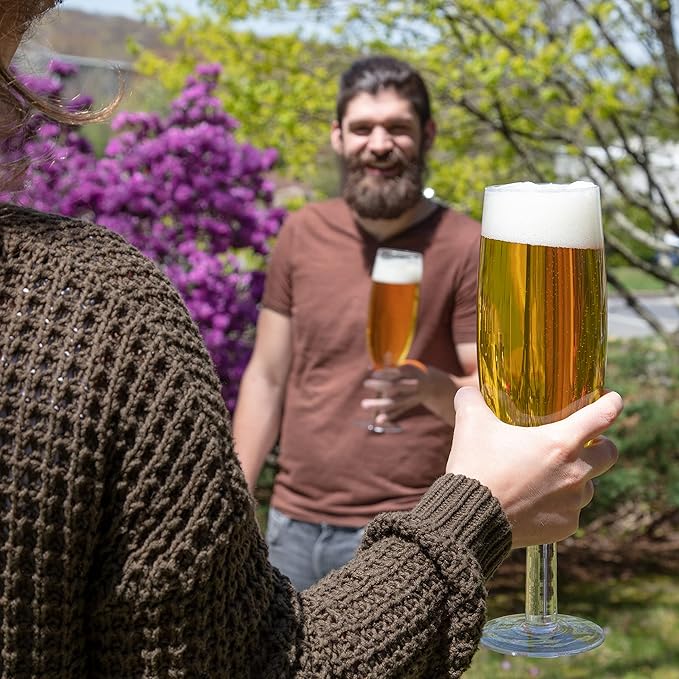 Oversized XL Giant 25oz Champagne Flute (4 pk) - Holds a Full Bottle of Champ - Made of Hand-Blown Glass NOT Plastic - Jumbo Glassware Fun for Thanksgiving, Bachelorettes, Birthdays- Holiday Xmas Gift