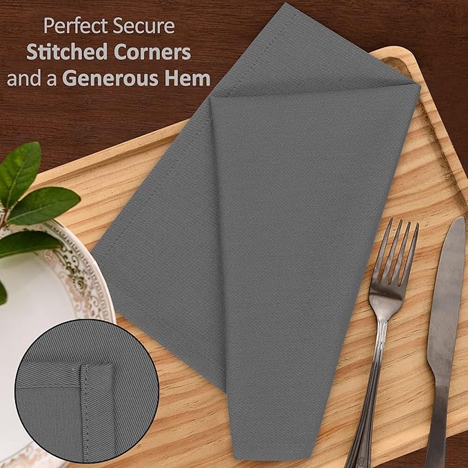 Ruvanti Cloth Napkins Set of 6, 18x18 Inches Napkins Cloth Washable, Soft, Durable, Absorbent, Cotton Blend. Table Dinner Napkins Cloth for Hotel, Lunch, Restaurant, Wedding Parties - Charcoal Grey