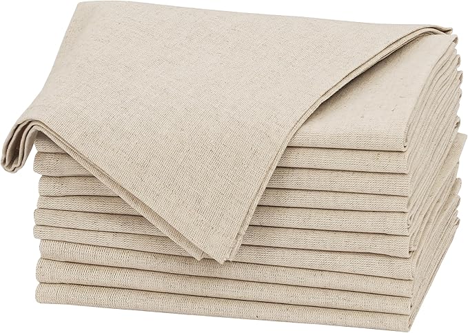 Ruvanti Linen Napkins Set of 6, 18x18 Cloth Napkins, Cotton Linen Blend Napkins Cloth Washable, Soft, Reusable Dinner Napkins for Wedding, Parties, Christmas, Thanksgiving, Everyday Use - Natural