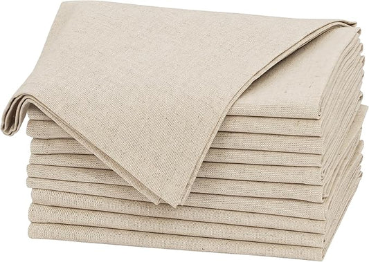 Ruvanti Linen Napkins Set of 6, 18x18 Cloth Napkins, Cotton Linen Blend Napkins Cloth Washable, Soft, Reusable Dinner Napkins for Wedding, Parties, Christmas, Thanksgiving, Everyday Use - Natural