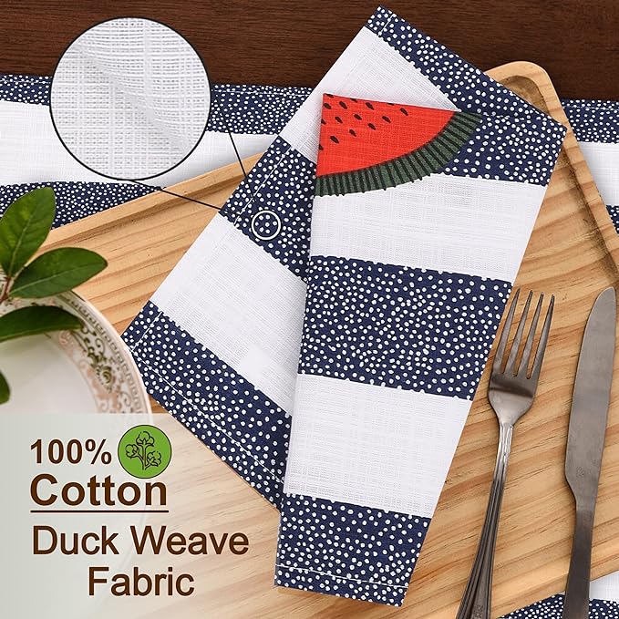 RUVANTI Cloth Napkins Set of 12 Cotton 100%, 18x18 Inches Napkins Cloth Washable, Soft, Absorbent. Cotton Napkins for Parties, Christmas, Thanksgiving, Weddings, Dinner Napkins Cloth - Watermelon