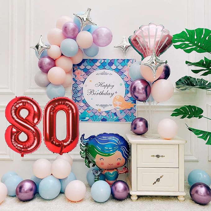Smlpuame 40 inch Number Balloon 0-9 Red Large Number 80 Balloons,Digital Balloons for Birthday Party Celebration Decorations Supplies, Helium Foil Number Balloons for Wedding Anniversary
