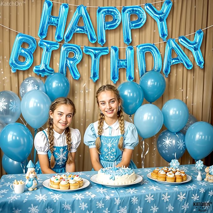 KatchOn, Blue Happy Birthday Balloons - 16 Inch | Blue Happy Birthday Decoration Banner for Birthday Party Decorations | happy birthday Foil Balloons for blue birthday decorations
