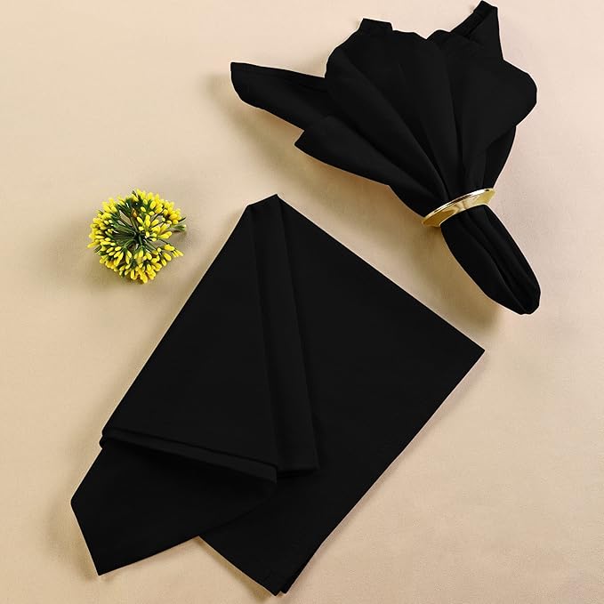 Utopia Kitchen Black Cloth Napkins [288 Pack, 18x18 Inch] Absorbent Cotton Blend Washable and Reusable for Dinner, Restaurant, Lunch, Wedding and Hotel