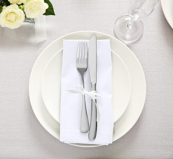 Utopia Kitchen White Cloth Napkins [12 Pack, 18x18 Inch] Absorbent Cotton Blend Washable and Reusable for Dinner, Restaurant, Lunch, Wedding and Hotel