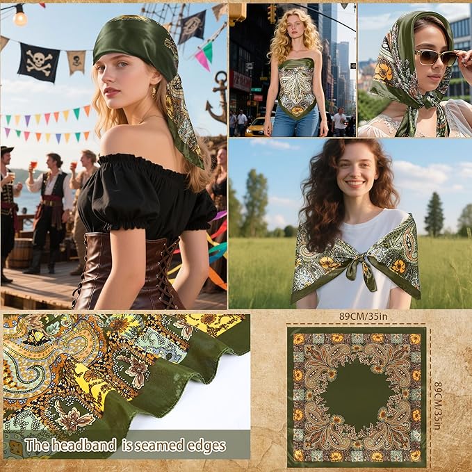 CICOCI Men Pirate Costume Accessories Set for Women Pirate Hat Head Scarf Corset Belt Dress Accessories