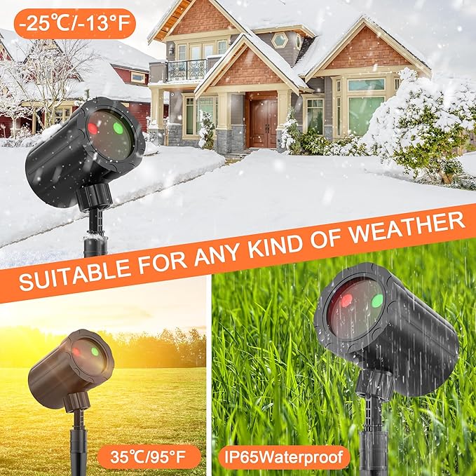 Christmas Projector Lights Outdoor, GUSODOR Red & Green Starlight 3 Modes with Remote and Timer Projection Lights, IP65 Waterproof Projector for Christmas Decorations Yard Holiday Party New Year