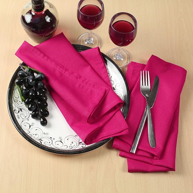 Easter Cloth Napkins Set of 12 Bulk Cotton Linen, Soft Durable Washable - Ideal for Farmhouse Party Wedding Spring Summer Easter - Perfect Everyday Use Fuchsia Pink