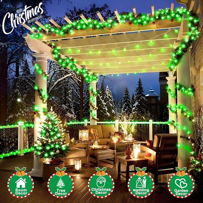 SAUIRS 403FT 1000 LED Christmas Lights Outdoor String Lights with 8 Modes Timer Waterproof Fairy Light Plug in for Outside Indoor Party Xmas Palm Tree Yard Wedding Decorations(Green)