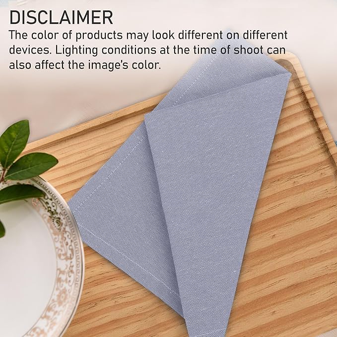 Ruvanti Cloth Napkins Set of 6, 18x18 Reusable Napkins Cloth Washable, Soft & Durable Table Napkin, Poly Cotton Fabric Dinner Napkins for Parties, Christmas, Thanksgiving, Weddings - Steel