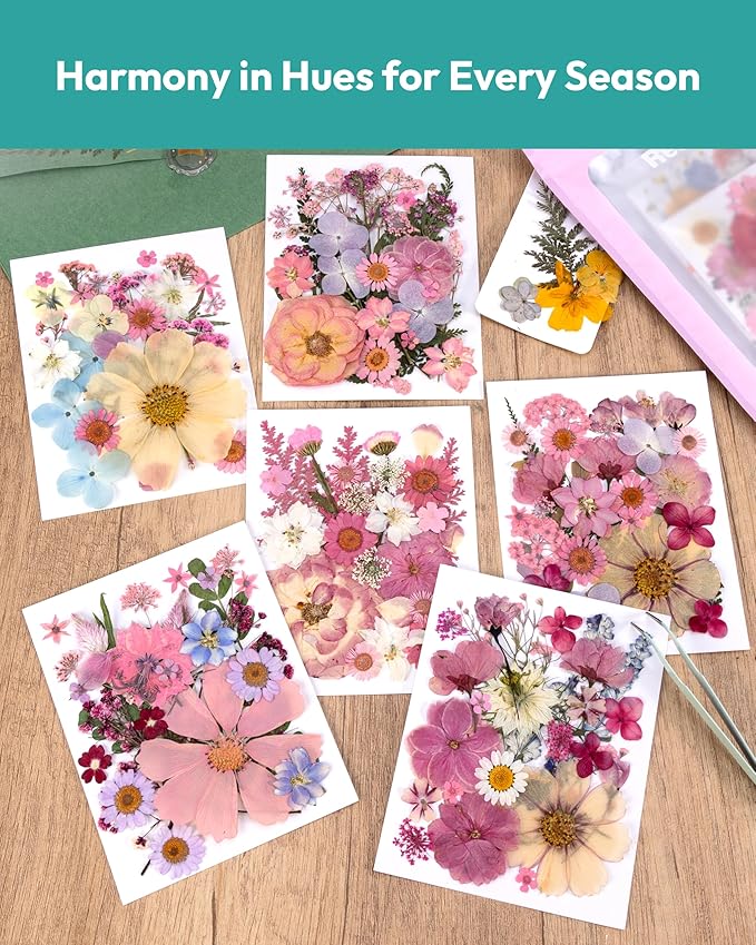 Dried Flowers for Resin, Resiners Dried Flowers for Candle Making Red Real Natural Pressed Flowers Dry Leaves Kit for DIY Crafts Resin Soap Scrapbook Supplies Card Making Jewelry (Baby Pink 150PCS)