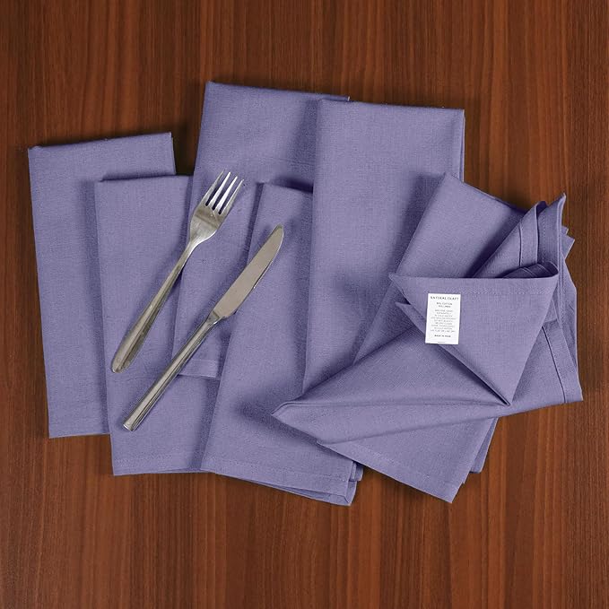 Cloth Napkins Set of 12 Cotton Linen 18x18 Inch - Soft Durable Washable - Ideal for Farmhouse Party Wedding Spring Summer Easter - Perfect Everyday Use Table Linen (Purple, Pack of 12)
