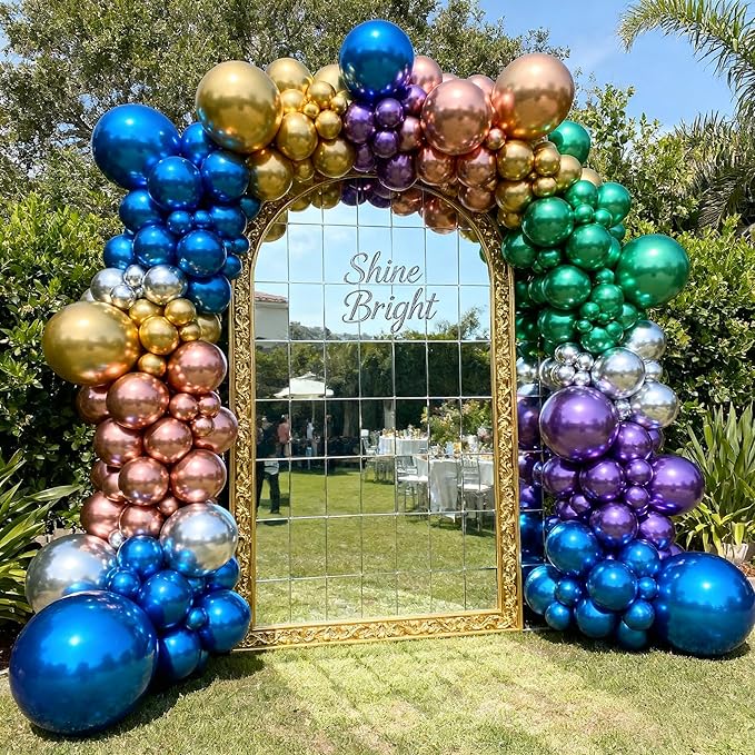 Chrome Metallic Balloons 66 Pack, 12 Inch Shiny Latex Helium Party Balloons Garland Kit with Assorted Colors for Birthdays Weddings Baby Showers Graduation Arch Decorations