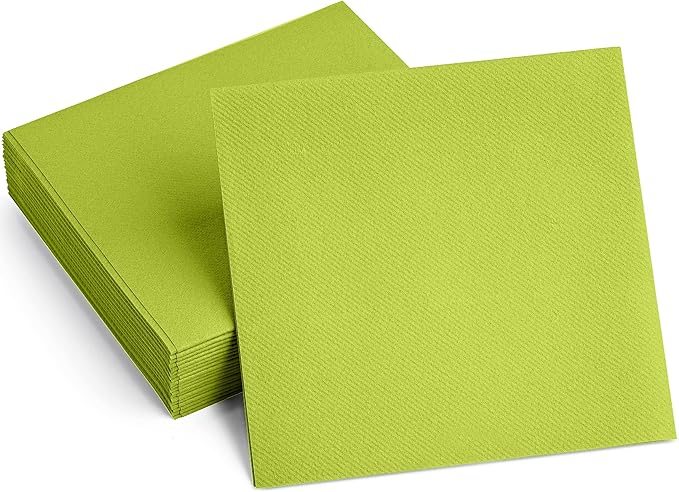 Linen-Feel Colored Paper Napkins - Decortive Cloth-Like KIWI Luncheon Napkins - Soft And Absorbent. For Kitchen, Party, Wedding, Dinner Or Any Occasion. (Pack of 100)