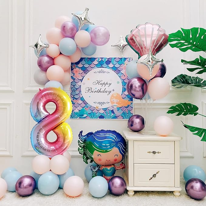 Smlpuame 40 Inch Number Balloons 0-9 Rainbow Gradient Large Number 8 Balloons, Digital Balloons for Birthday Party Celebration Decorations, Helium Foil Number Balloons for Wedding Anniversary