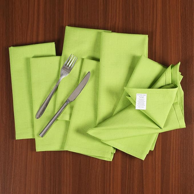 Table Napkins Cloth Dinner Cloth Cotton Linen Blend Fabric 12 Pack Easter Special Mitered Corners for Every Day Use Napkin Pre Shrunk and Good Absorbency (Leaf Green, Pack of 12)