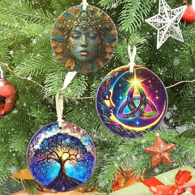 Moon & Celtic 3.5 Inch Ceramic Christmas Hanging Ornament - Tree Decoration, Gift Exchange Present