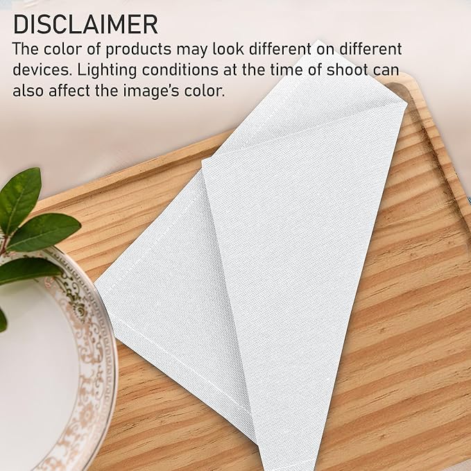 Ruvanti Cloth Napkins Set of 12, 18x18 Reusable Napkins Cloth Washable, Soft & Durable Table Napkin, Poly Cotton Fabric Dinner Napkins for Parties, Christmas, Thanksgiving, Weddings - White