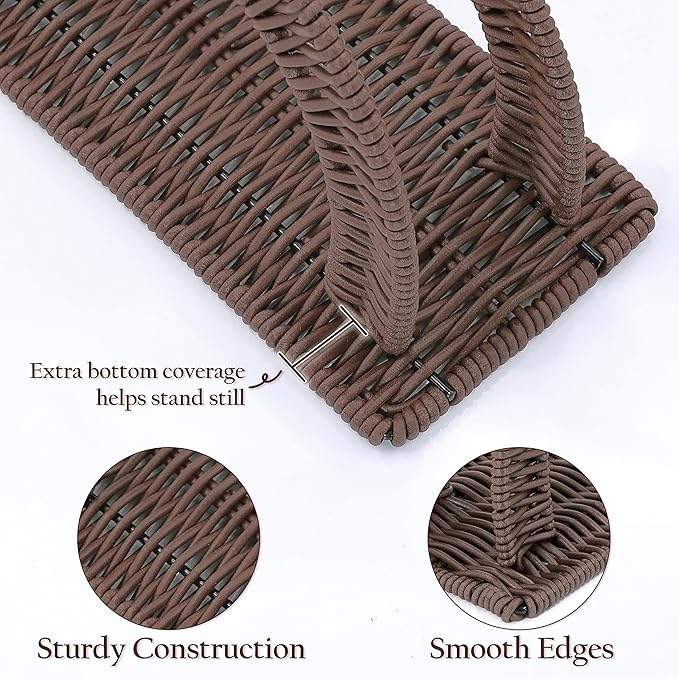 Paper Napkin Holder, Dinner Napkin Dispenser, Upright Rustic Tissue holder, Standing Tissue box, Resin Wicker, Dark Brown