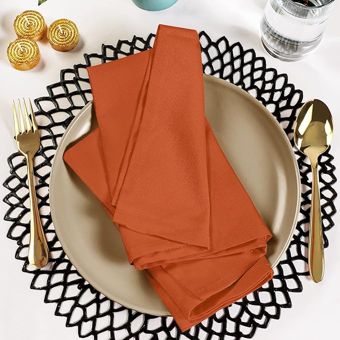 Utopia Kitchen Orange Cloth Napkins [12 Pack, 20x20 Inch] Absorbent Cotton Blend Washable and Reusable for Halloween, Thanksgiving, Dinner, Restaurant, Lunch, Wedding and Hotel