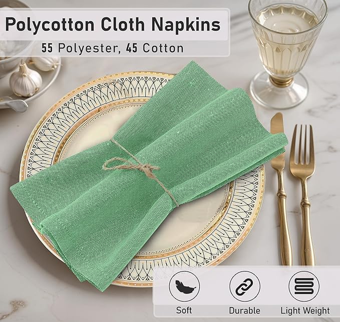 Ruvanti Cloth Napkins Set of 12, 18x18 Reusable Napkins Cloth Washable, Soft & Durable Table Napkin, Poly Cotton Fabric Dinner Napkins for Parties, Christmas, Thanksgiving, Weddings - Amazon
