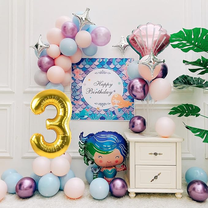 Smlpuame 40 inch Number Balloon 0-9 Gold Large Number 3 Balloons,Digital Balloons for Birthday Party Celebration Decorations Supplies, Helium Foil Number Balloons for Wedding Anniversary