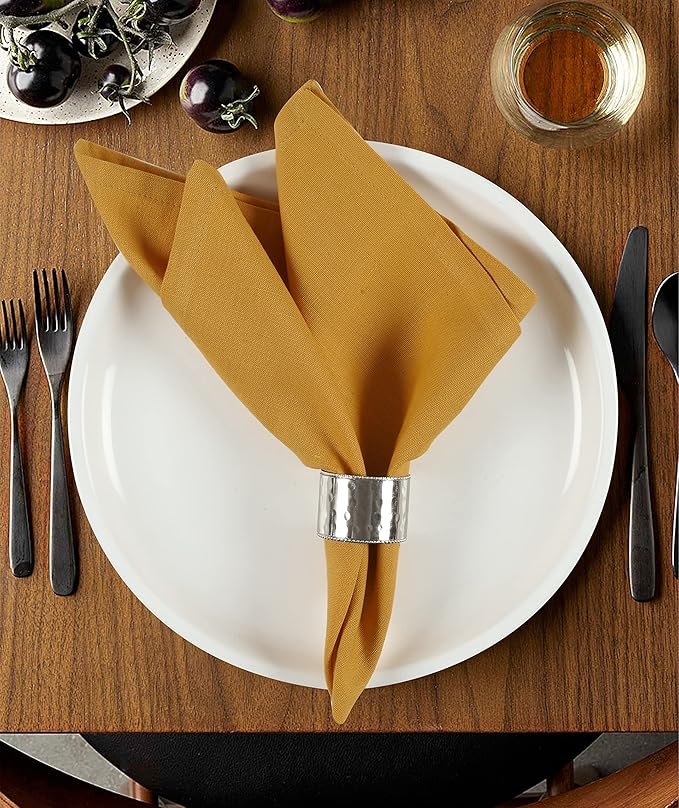 Cloth Dinner Napkins Cotton 18x18 in Washable Napkins Cloth - Soft Durable Washable - Ideal for Farmhouse Party Wedding Spring Summer Easter - Perfect Everyday Use Table Linen Mustard