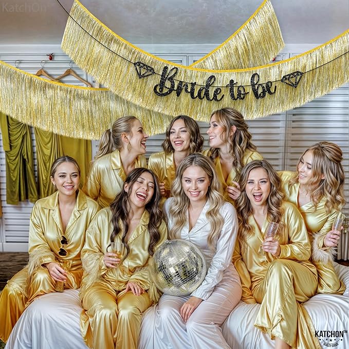 KatchOn, Silver and Gold Fringe Banner Garland - 6.5 Feet, Pack of 2 | Gold Fringe Garland for Golden Birthday Decorations | Golden, Silver Streamers for, Bridal Shower, Bachelorette Party Decorations