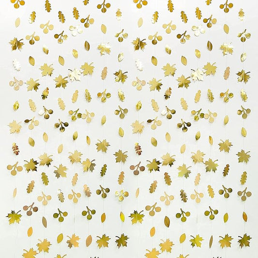 52Ft Fall Party Decorations Gold Fall Maple Leaf Paper Garlands Streamer Autumn Leaves Paper Banners for Birthday Wedding Bridal Baby Shower Engagement Bachelorette Thanksgiving Harvest Party Supplies