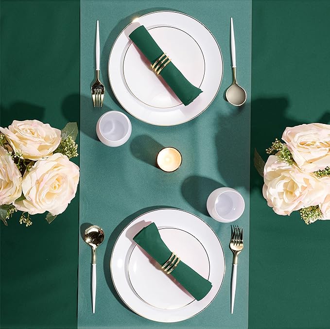 Linen-Feel Colored Paper Napkins - Decortive Cloth-Like GREEN Luncheon Napkins - Soft And Absorbent. For Christmas, Kitchen, Party, Wedding, Dinner Or Any Occasion. (Pack of 50)